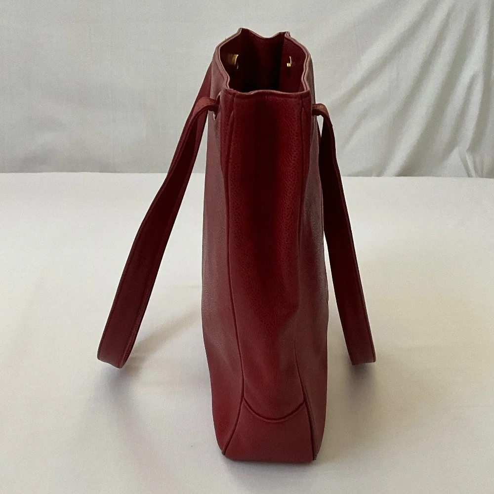 CHANEL Vintage CC Caviar Leather Shoulder Tote Red - Picture 4 of 16